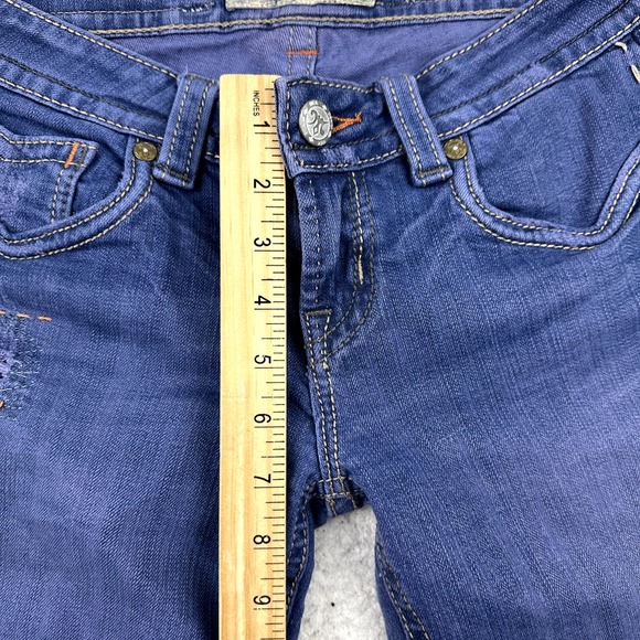 MEK Denim Jeans Women's 27 Munich Low Rise Bootcut Faded Distressed Flap Pockets - Picture 5 of 11